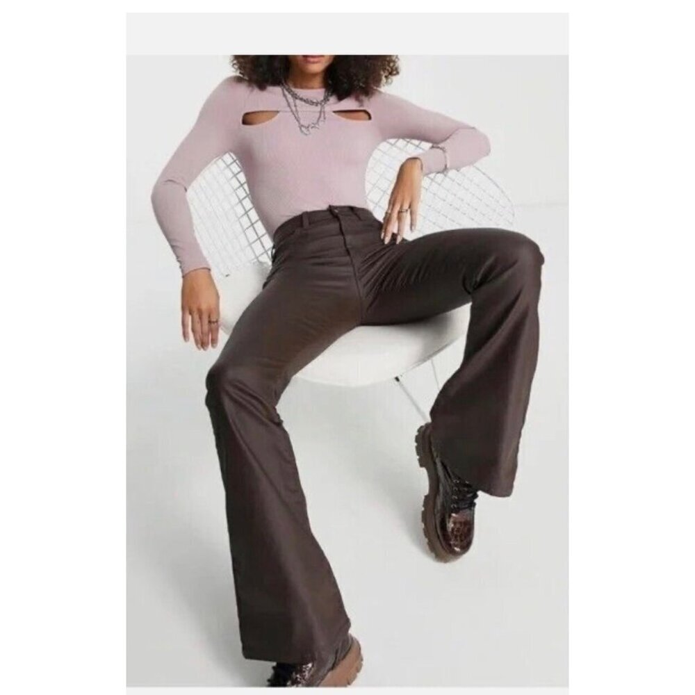 New TOPSHOP Cutout Long Sleeve Bodysuit Women Size 4-6 Lavender - Picture 7 of 10